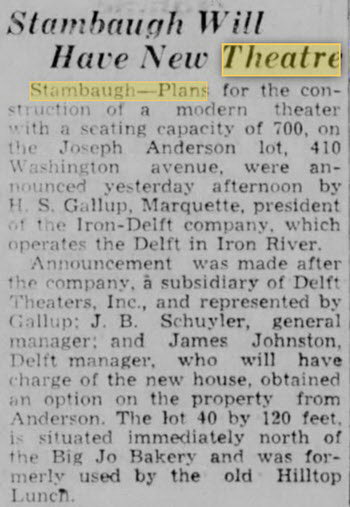 Perfect Theatre - Jan 25 1946 Article (newer photo)